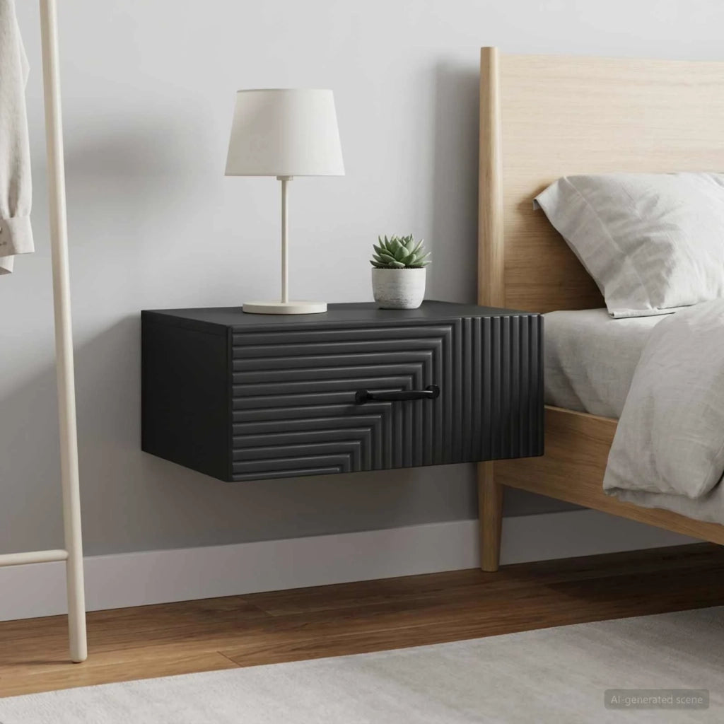 Mobiletto da notte a muro 2 pcs Nero 49 x 34,5 x 20 cm 898618