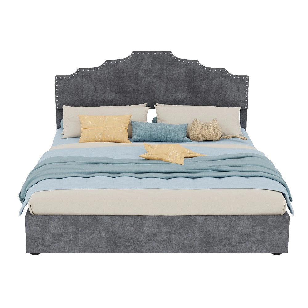 Letto Contenitore Imbottito ¨C MINIMAL ¨C Grigio 160x200 con Materasso