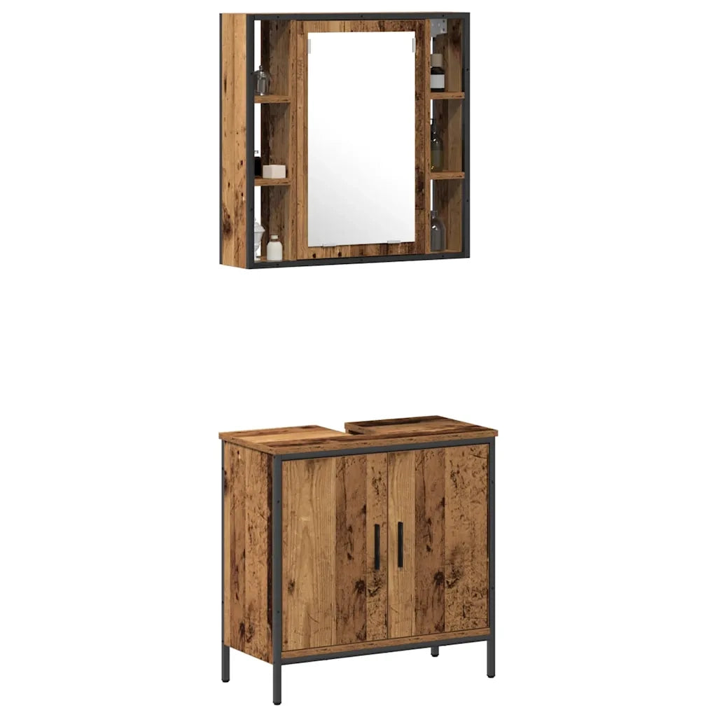 Set di mobili per il bagno 2 pcs Marrone Legno multistrato 3332498