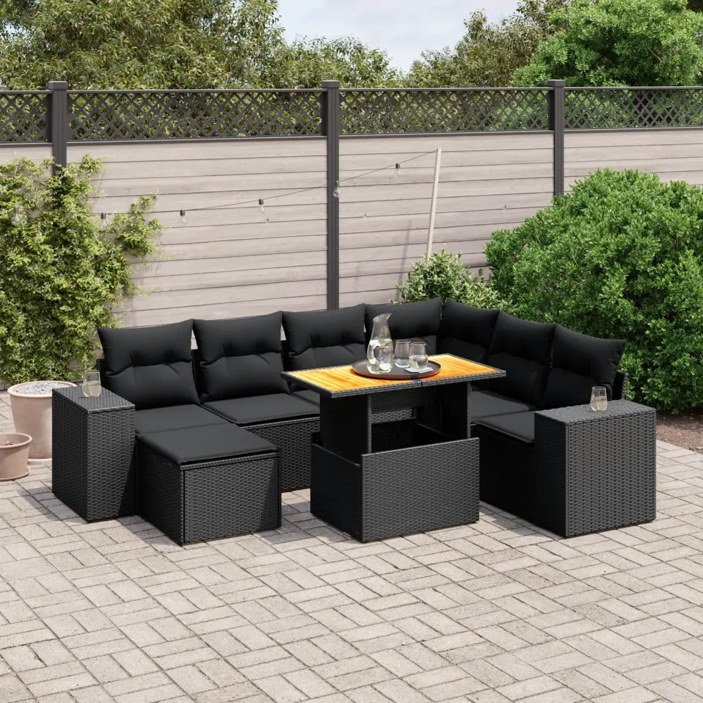 Set Divani da Giardino con Cuscini 8 pz Nero in Polyrattan 3275939