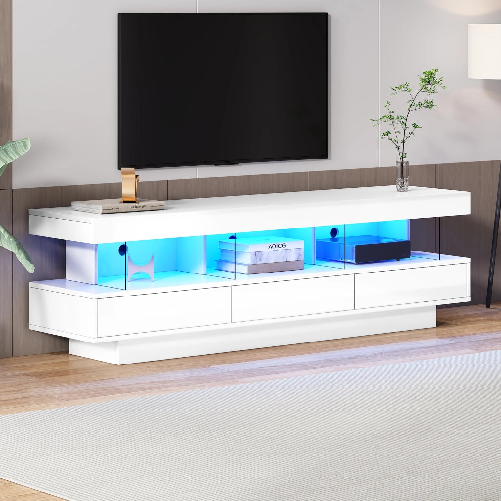 Mobile TV con LED e Vetro ¨C MINIMAL ¨C Bianco Lucido, 160x38x50,5 cm