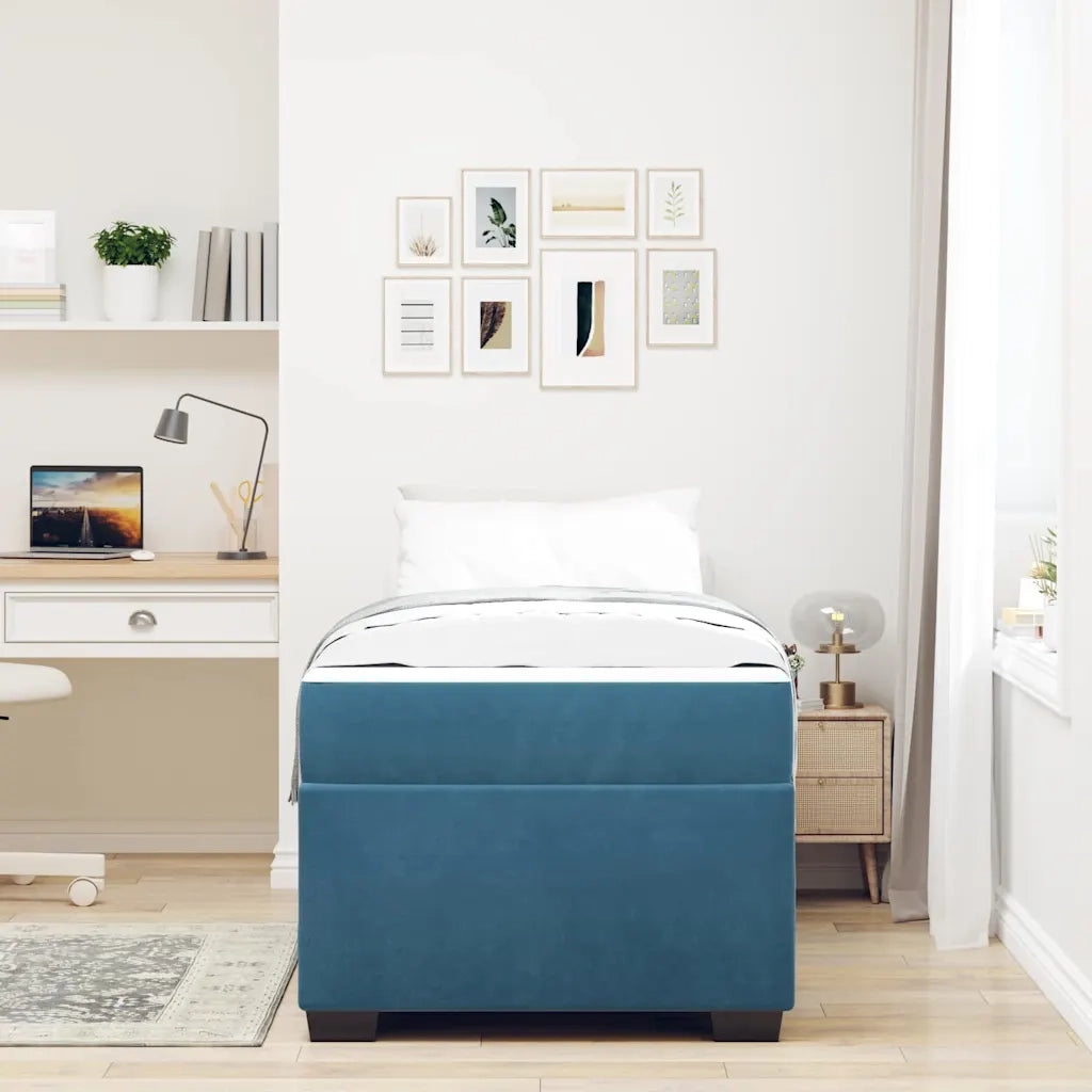 Struttura del letto con materasso Blu 80 x 200 cm Tessuto