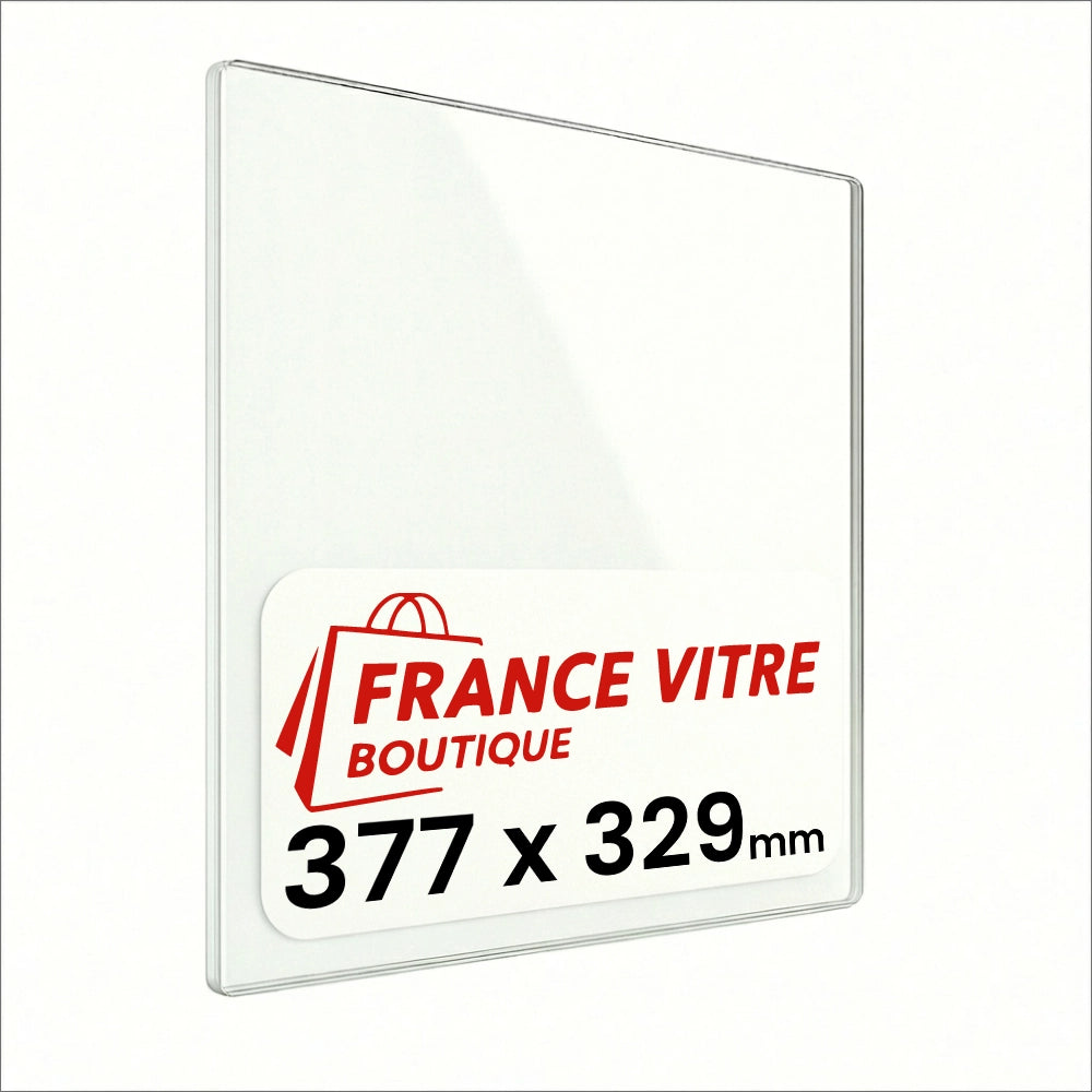 377 x 329 x 4 mm - Vetro per stufa a legna - vetro camino di ricambio - vetro per caminetto resistente al fuoco - France Vitre
