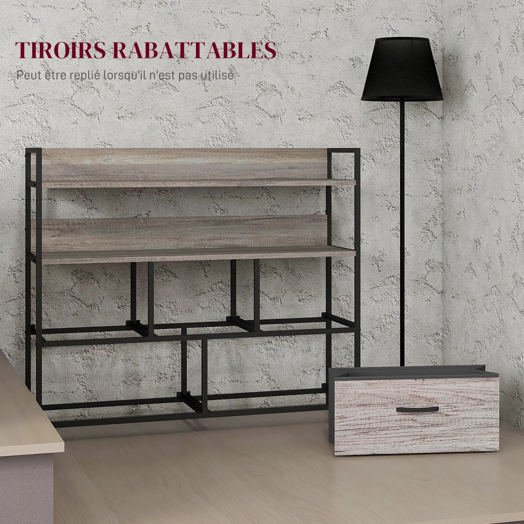 Cassettiera 5 cassetti stile industriale con ante in tessuto ¨C zephmum ¨C grigio 98x29x85 cm
