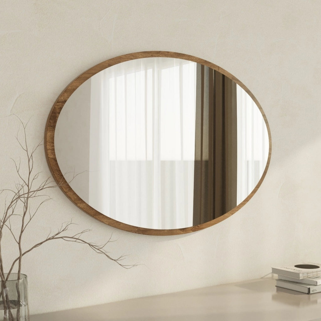 Trens, Specchio Forma Ovale, 60x90h cm Marrone Noce
