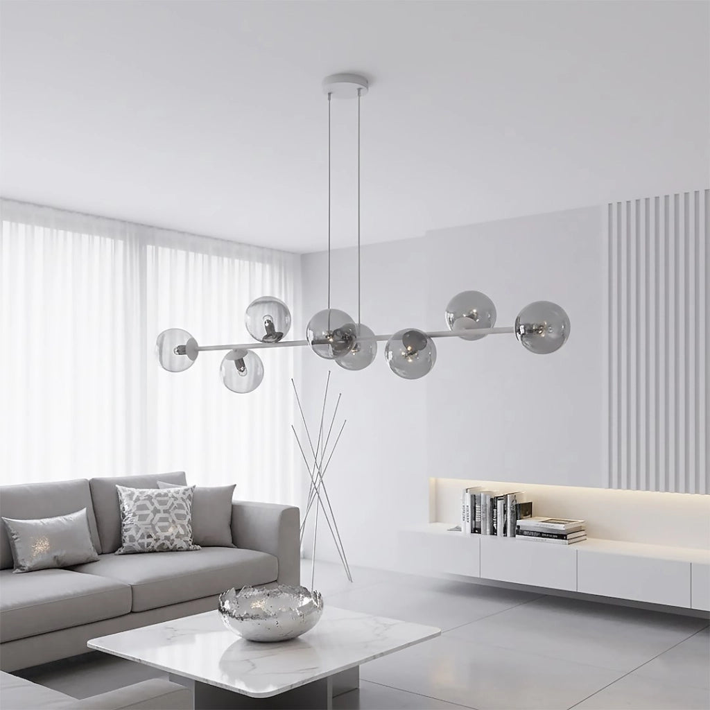 Lampada a sospensione MAGNUS 8xE14 vetro grigio Emibig