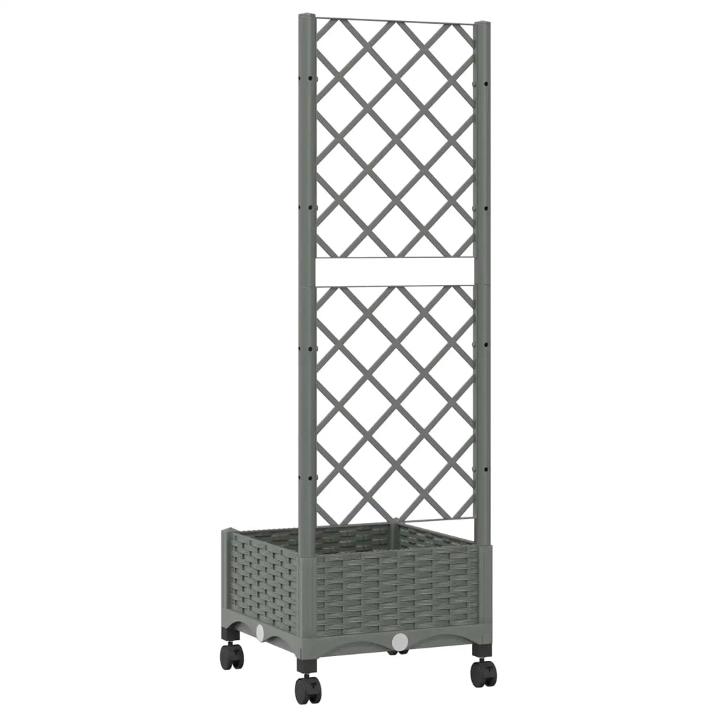 Vaso da giardino con grigliato e ruote Grigio Chiaro PP 3422917