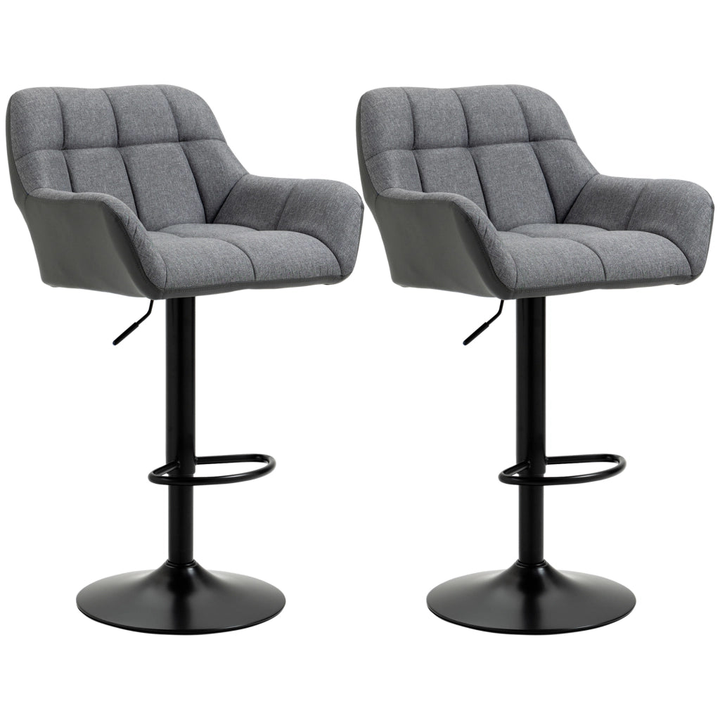 Sgabelli da Bar Set 2 Pezzi Retr¨° Altezza Regolabile Similpelle Grigio e Nero ¨C zephmum