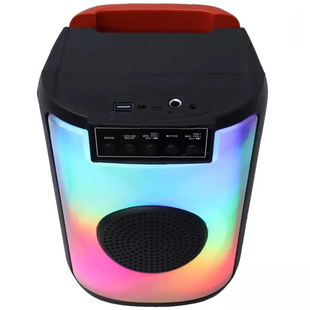 Trade Shop - Cassa Altoparlante Speaker Con Microfono Per Karaoke Giochi Luce Led Usb Aux 4.0 -