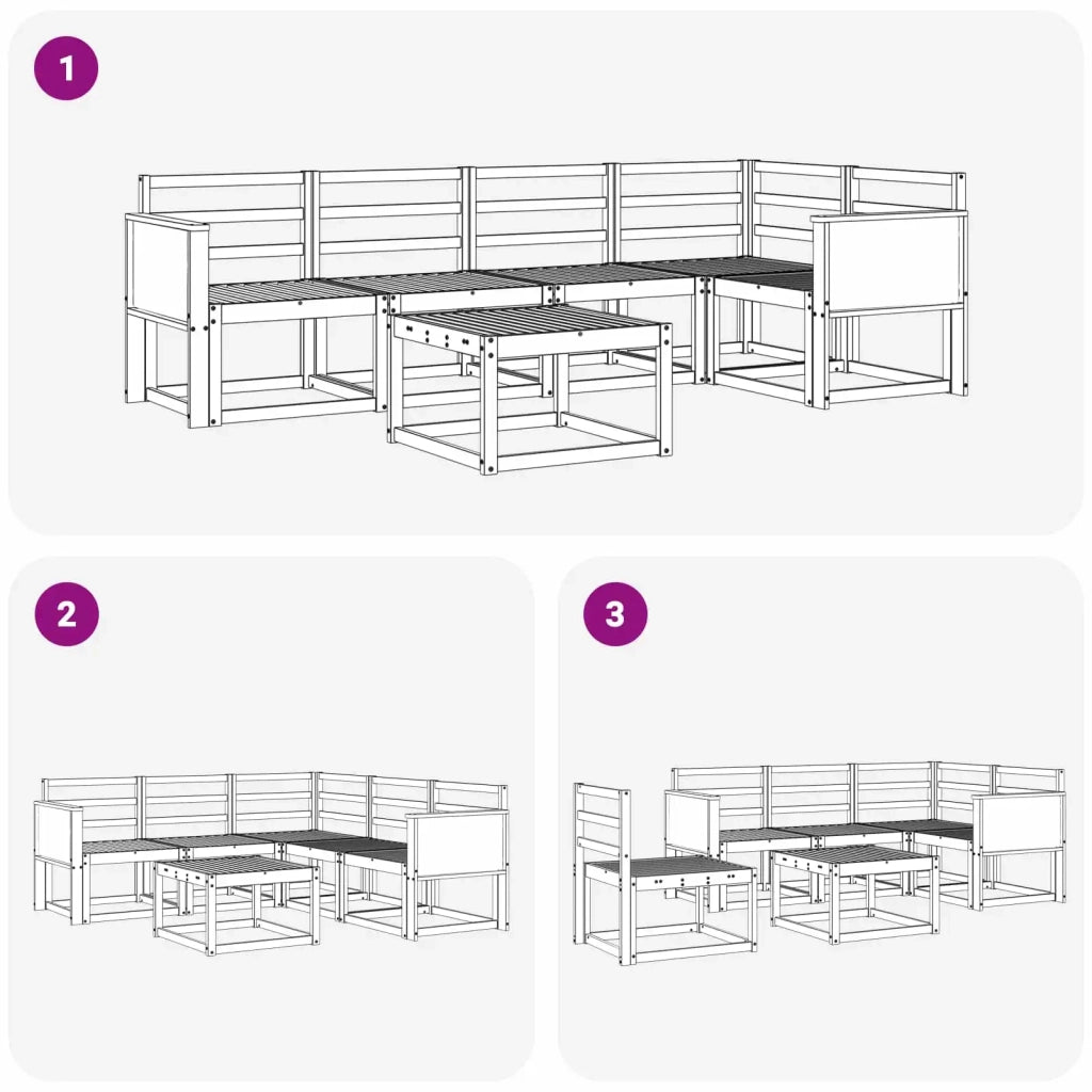 Set di divani da esterno 6 pcs Naturale