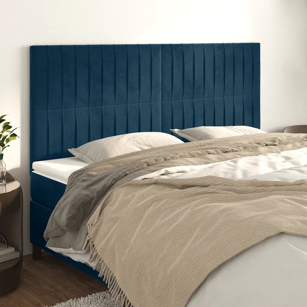 Testiera | Testata Blu Scuro 200x5x118/128 cm Velluto