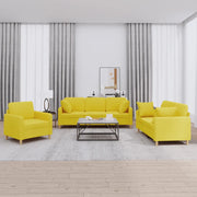 Set di Divani 3 pz con Cuscini Giallo Chiaro in Tessuto 3202075