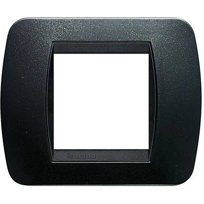 BTicino L4802PA Placca 2 Moduli acciaio nero