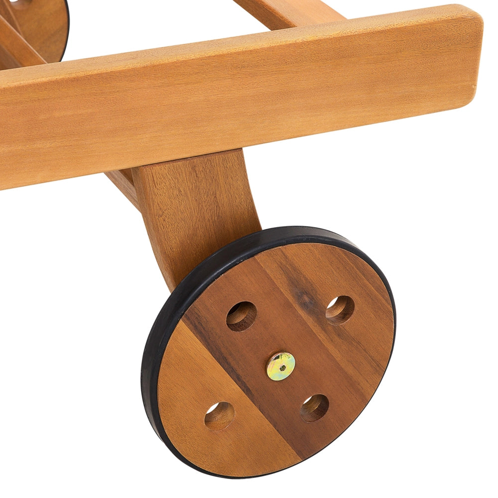 Lettino Prendisole Regolabile con Ruote in Legno Acacia Resistente
