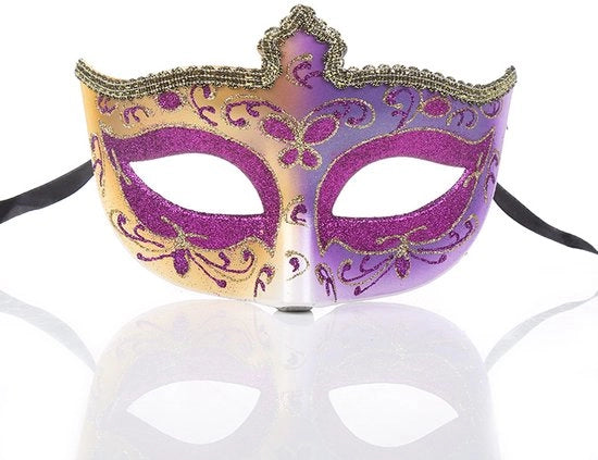 Maschera da ballo per donna, metà faccia, un pezzo, blu