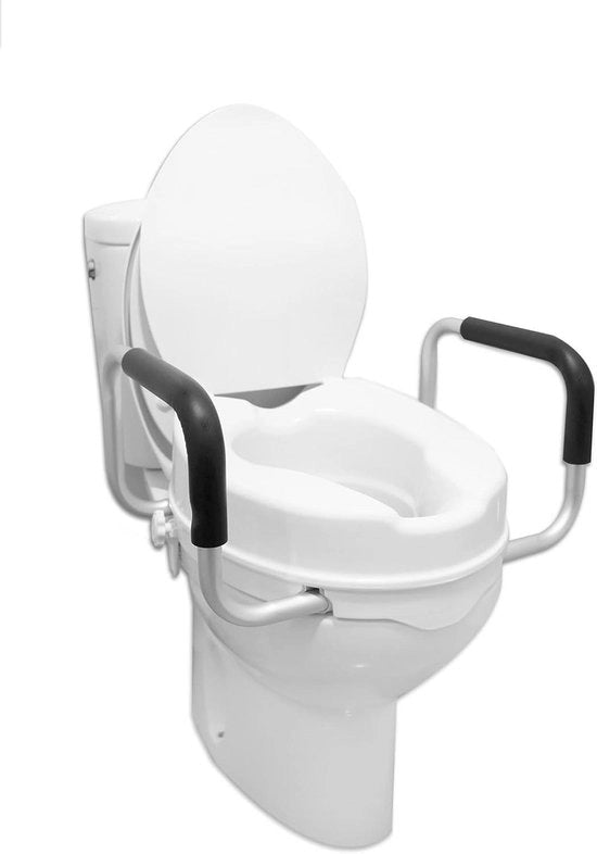 Sedile WC Elevatore con Bracciali 10 cm Elevato Sedile WC per Anziani