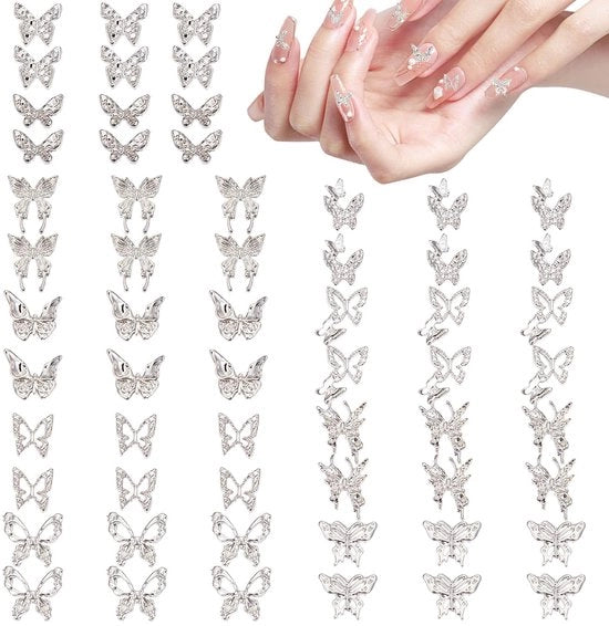 60 pezzi di appuntatori a forma di farfalla per nail art