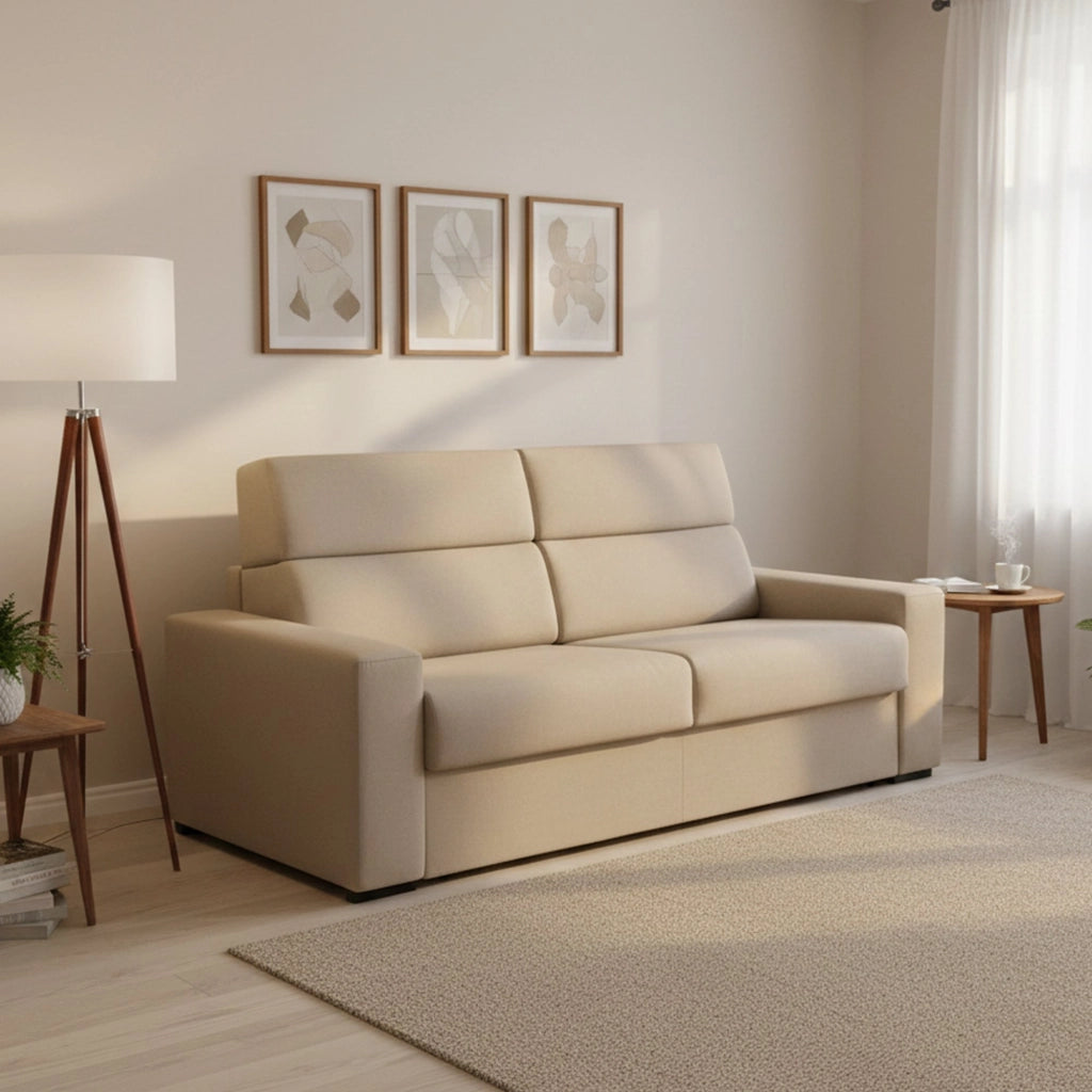 Sonico, Divano Letto 2 Posti Sfoderabile Made in Italy, 200x95 cm Grigio Tortora
