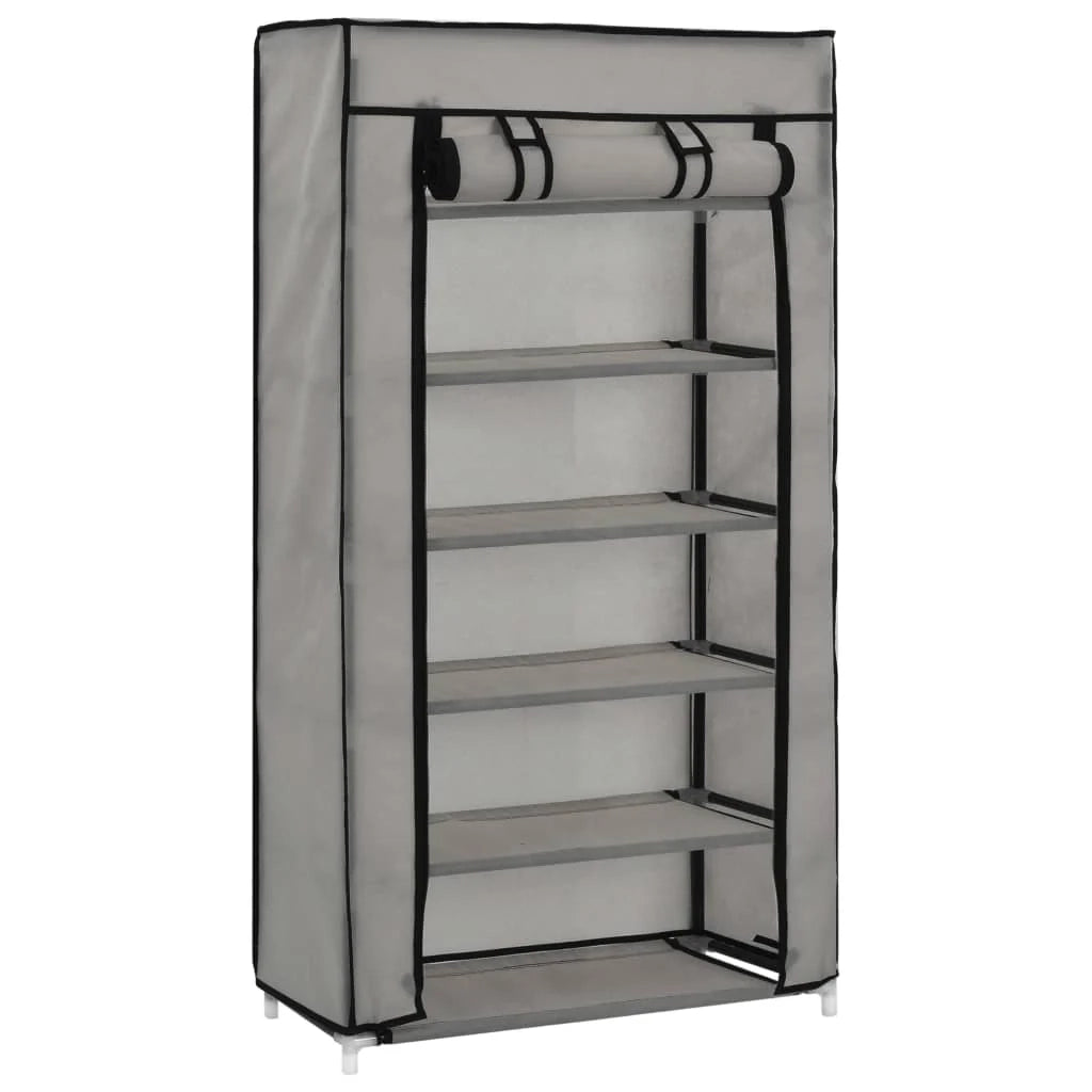 Scarpiera mobile contenitore per scarpe mobile ingresso/corridoio/soggiorno con coperchio 58 x 28 x 106 cm tessuto grigio 02_0021411