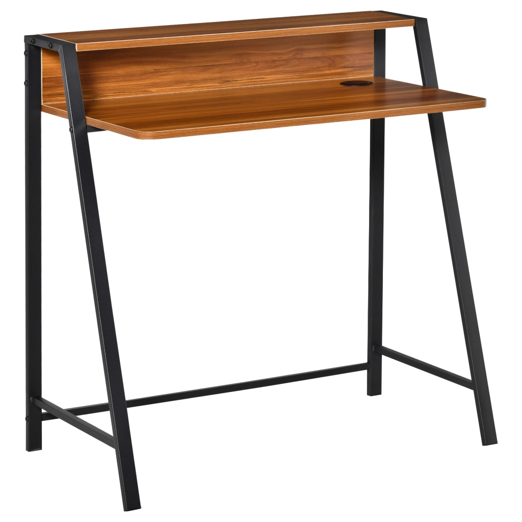 Scrivania da computer con cassetti e gestione cavi ¨C Zephmum ¨C 84x45x85 cm, noce e nero