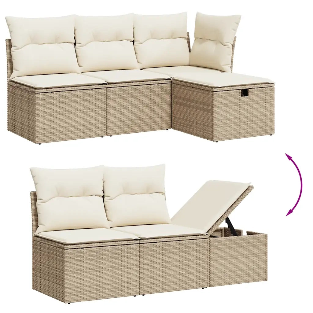 Set Divano da Giardino 6 pz con Cuscini Beige in Polyrattan 3275809