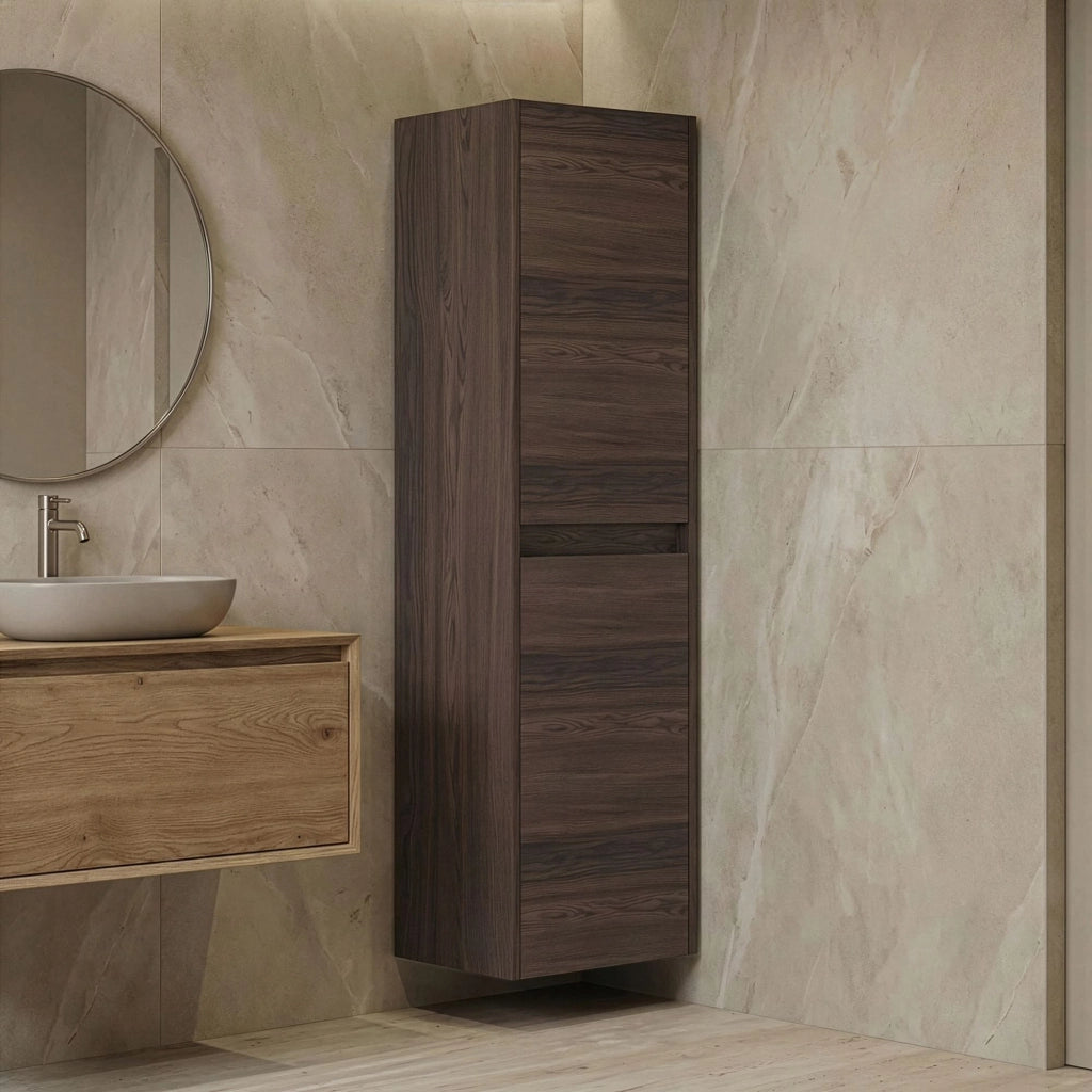 Mobile da bagno "Side 40" - 40 x 27 x 138 cm - Noce scuro