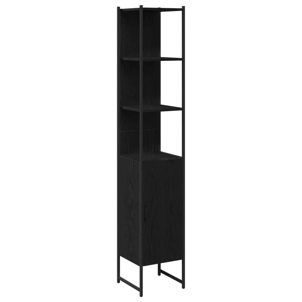 Unit¨¤ da Bagno | Armadio da bagno con lo scaffale 3 pz Nero Legno multistrato