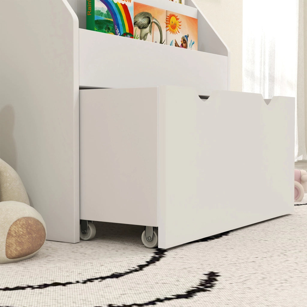 Libreria per Bambini 62.5x30x70 cm 3 Ripiani e Cassetto Inferiore Bianco