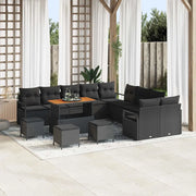 Set Divano da Giardino con cuscino 14 pcs Nero polyrattan 3362589