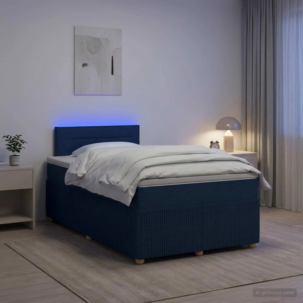 Letto box spring con materasso Blu 120 x 190 cm Tessuto 3452882