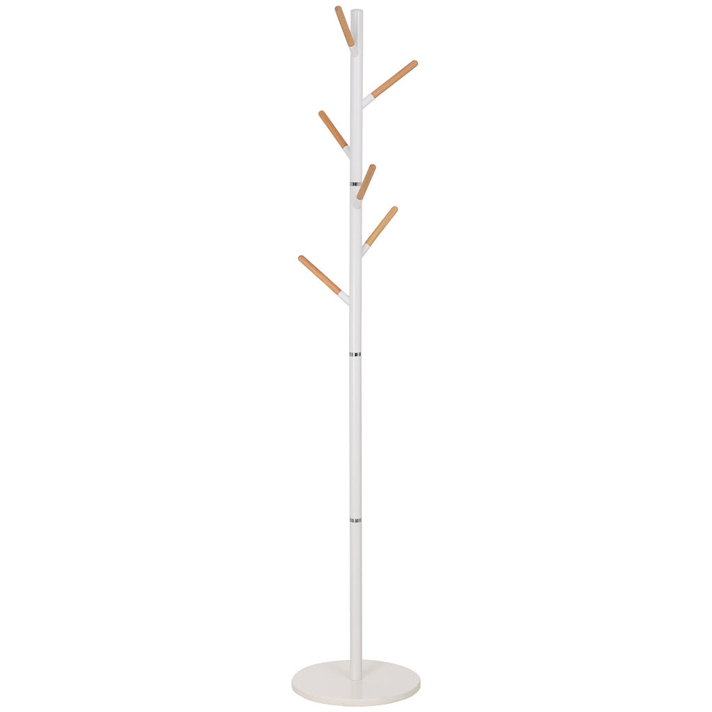 Perchero de metal y madera blanco 175h cm