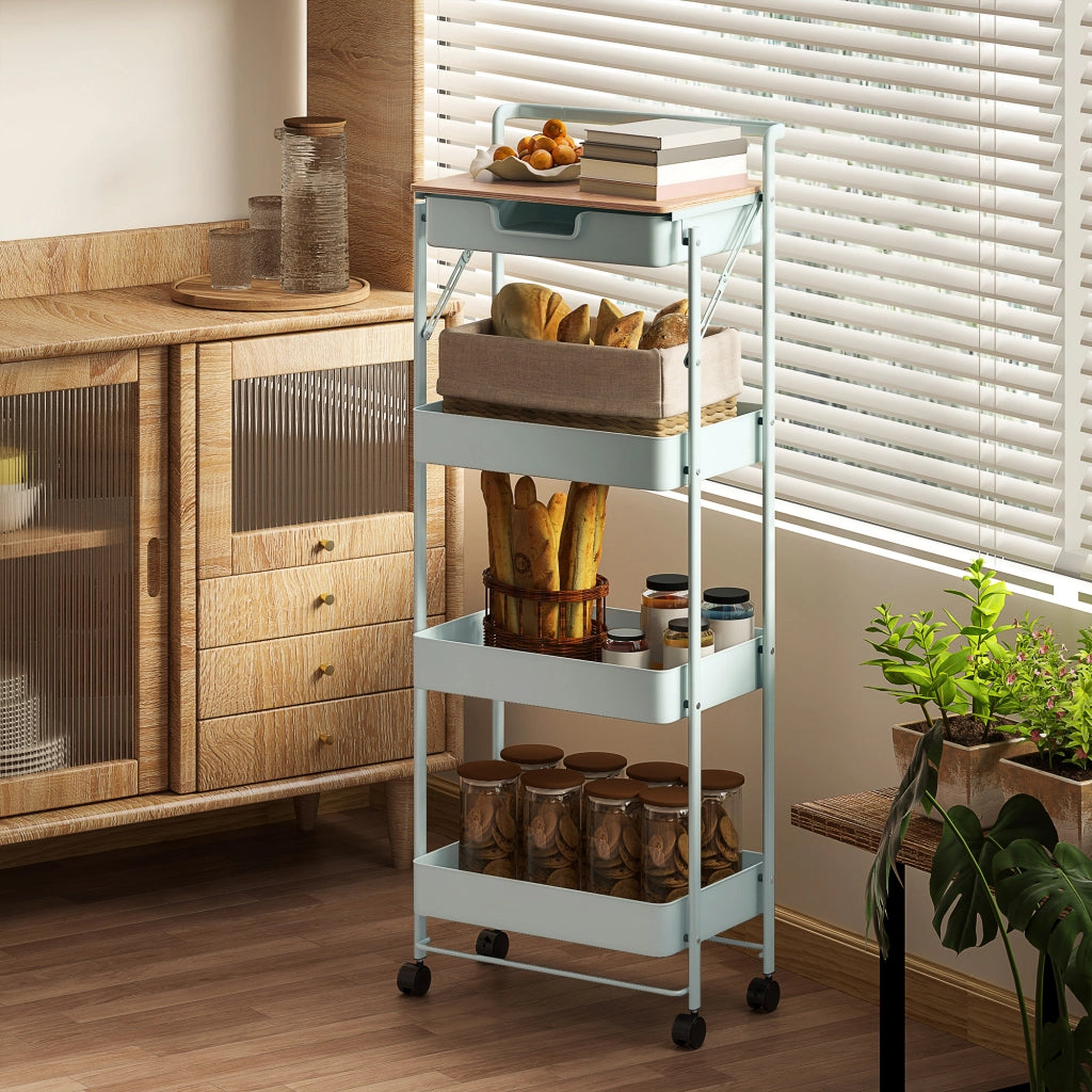 Carrello con cassetti e cestini ¨C zephmum ¨C Verde Chiaro 40x30x60