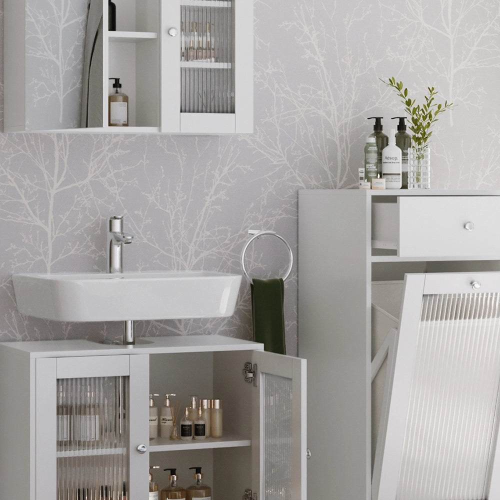 Set di mobili da bagno Vicco bianco, con mobile a specchio, 3 parti