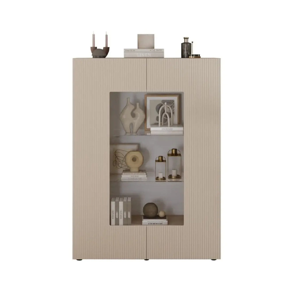 Vetrina SCENA – L121 x H166 x P42 cm – 2 porte – Colore Cashmere