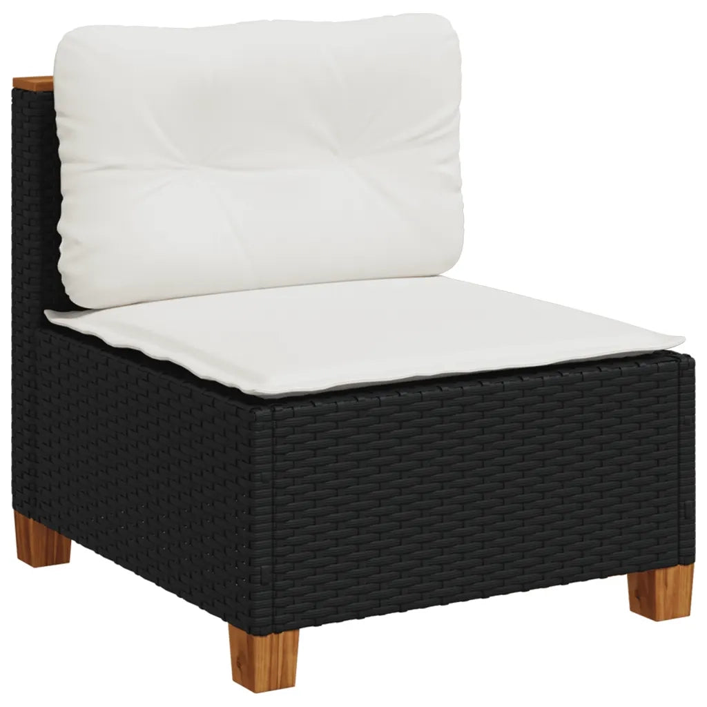 Set Divani da Giardino 10pz con Cuscini in Polyrattan Nero 3262031