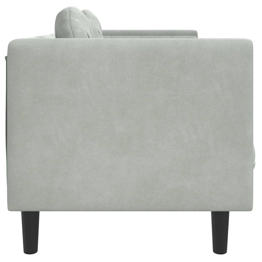 Divano a 2 Posti con Cuscini-Sofa 2 Posti con Cuscini Grigio Chiaro in Velluto
