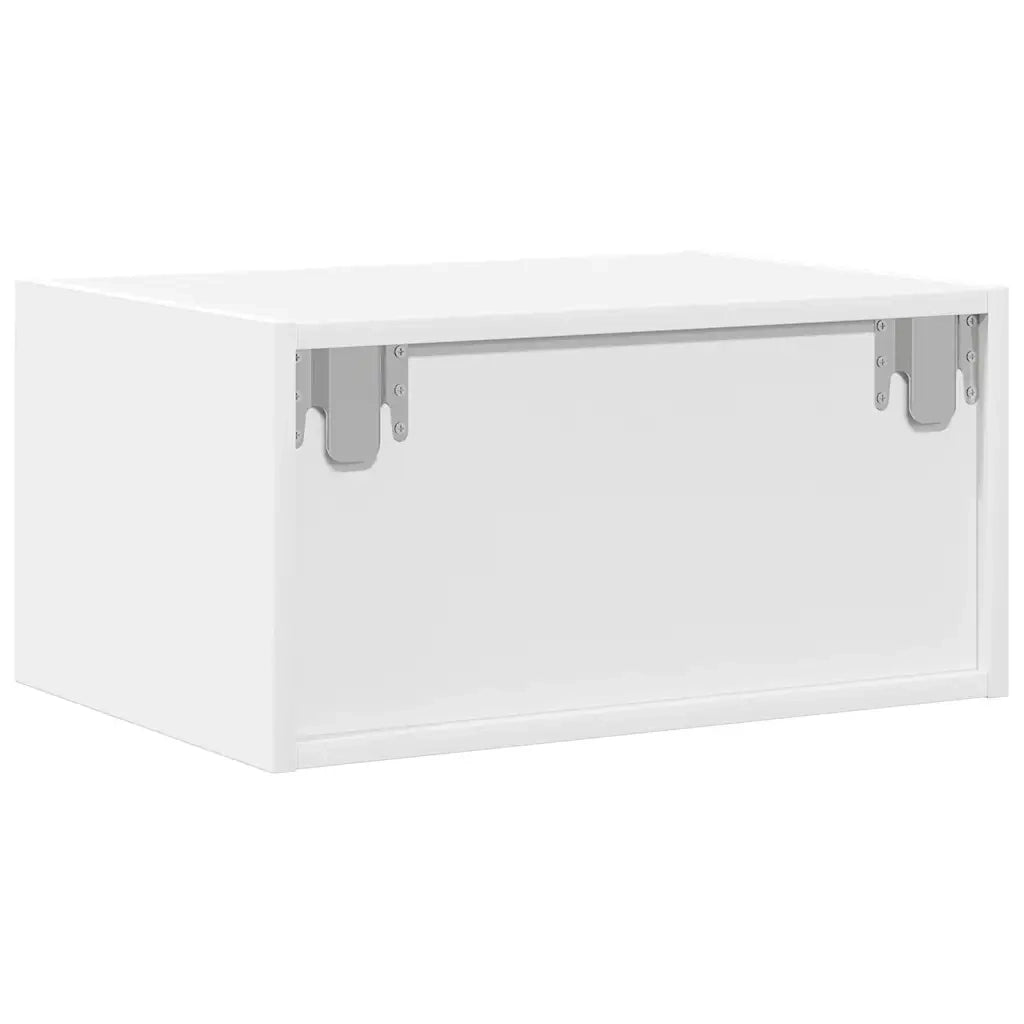 Comodino | Armadio da Notte | Mobiletto da notte a Parete con Luci LED Bianco