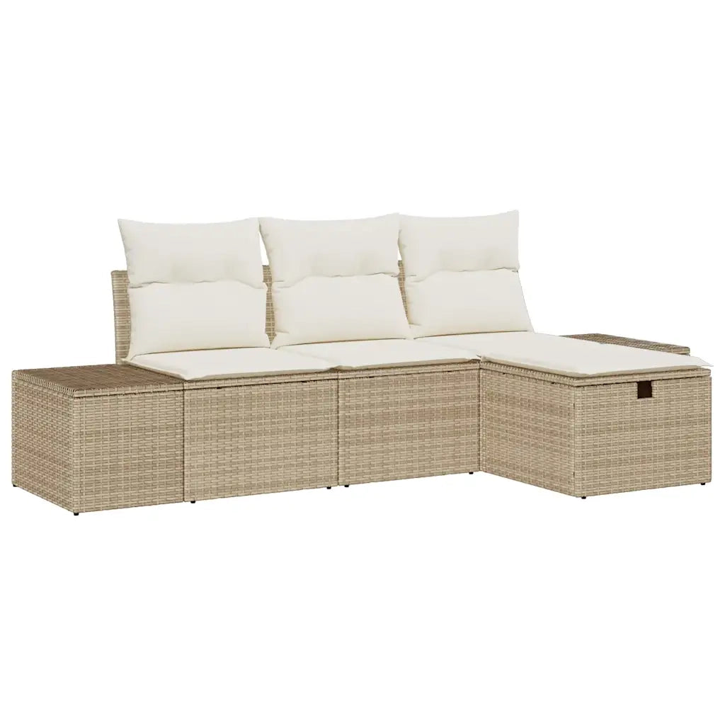 Set Divano da Giardino con cuscino 4 pcs Beige Poly Rattan 3359350