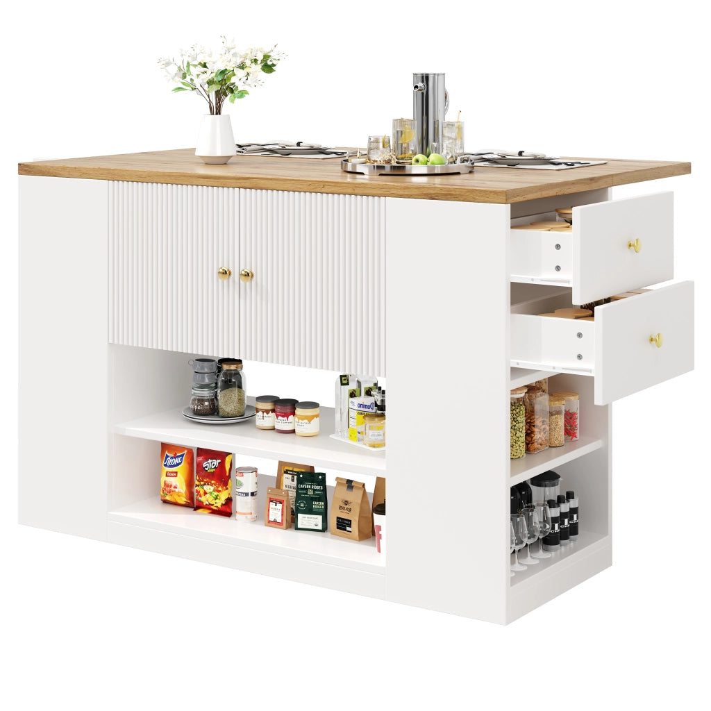 Isola cucina moderna - Zephmum- Bianco con cassetti e ripiani