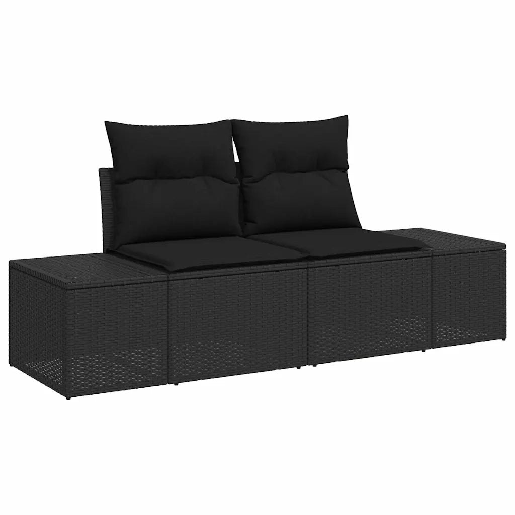 Set Divano da Giardino con cuscino 9 pcs Nero polyrattan 3347996