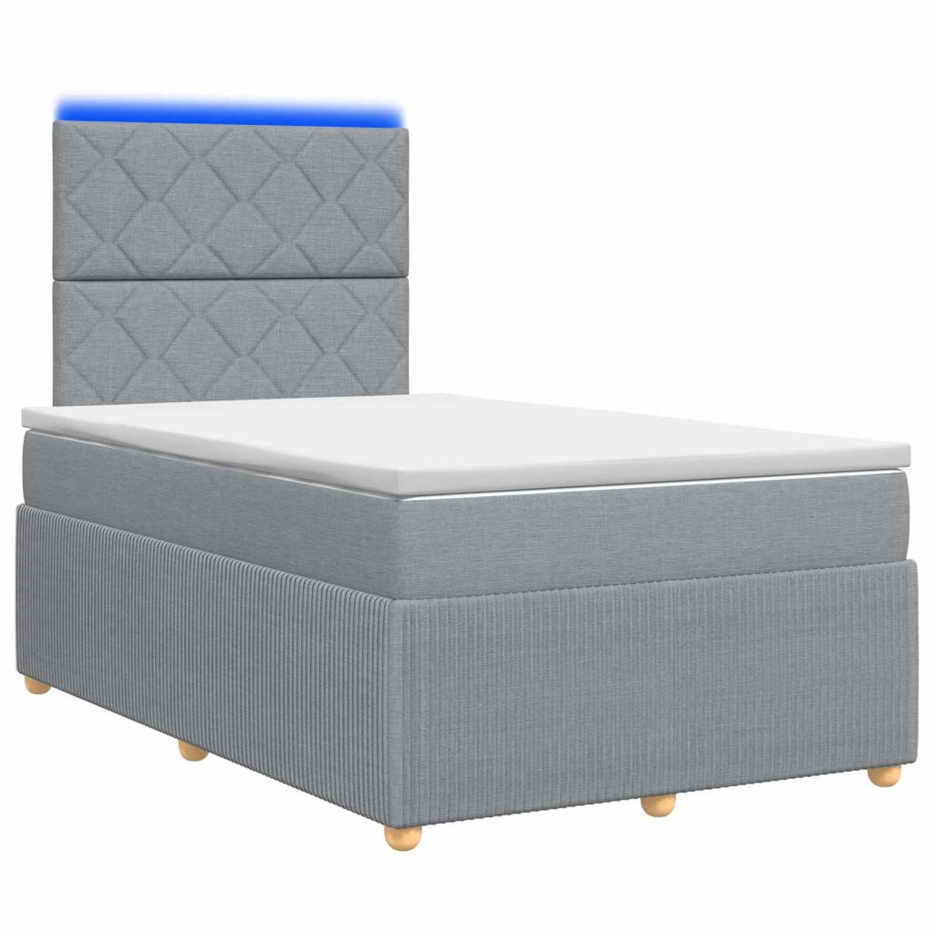 Letto Box Spring LED con Materasso Grigio Chiaro 120 x 190 cm 3455818