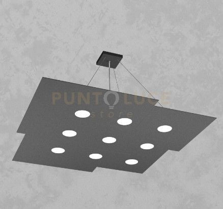 PLATE SOSPENSIONE 9 LUCI GRIGIO ANTRACITE 1129-S9-GA