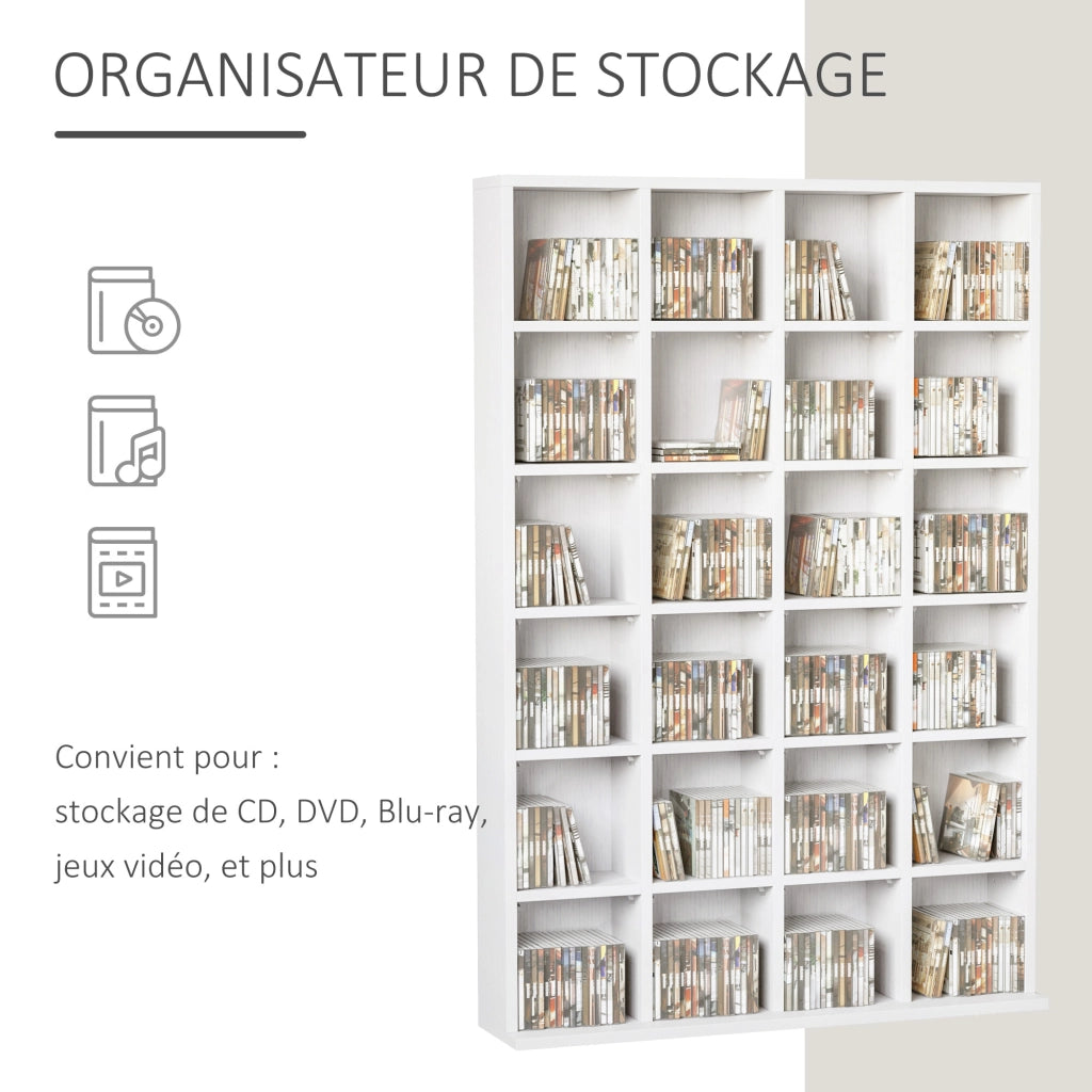 Libreria Mobile Multimedia 456 CD 336 DVD ¨C Xylo ¨C Legno Bianco Scaffale Ripiani Regolabili 89x130,5cm