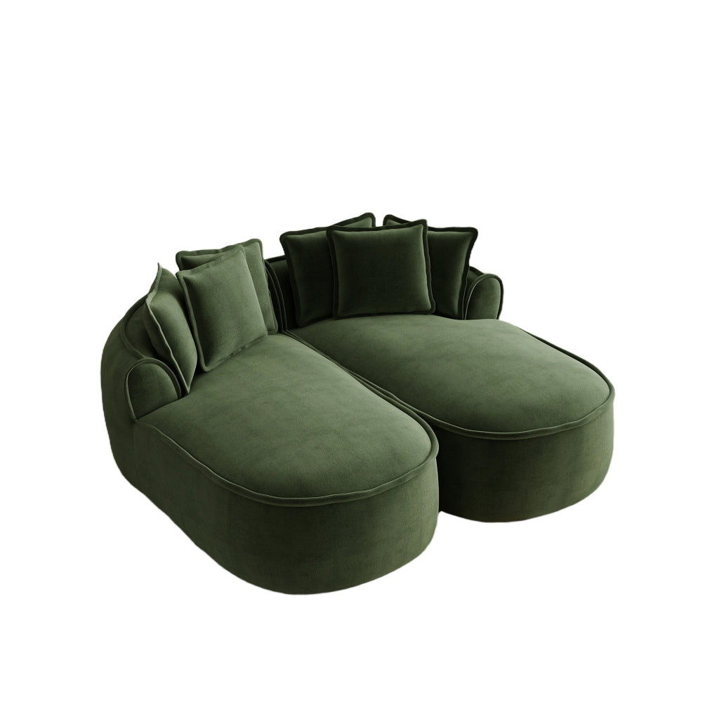 Divano Chaise Longue Doppio in Chenille con Cuscini ¨C MINIMAL ¨C Verde