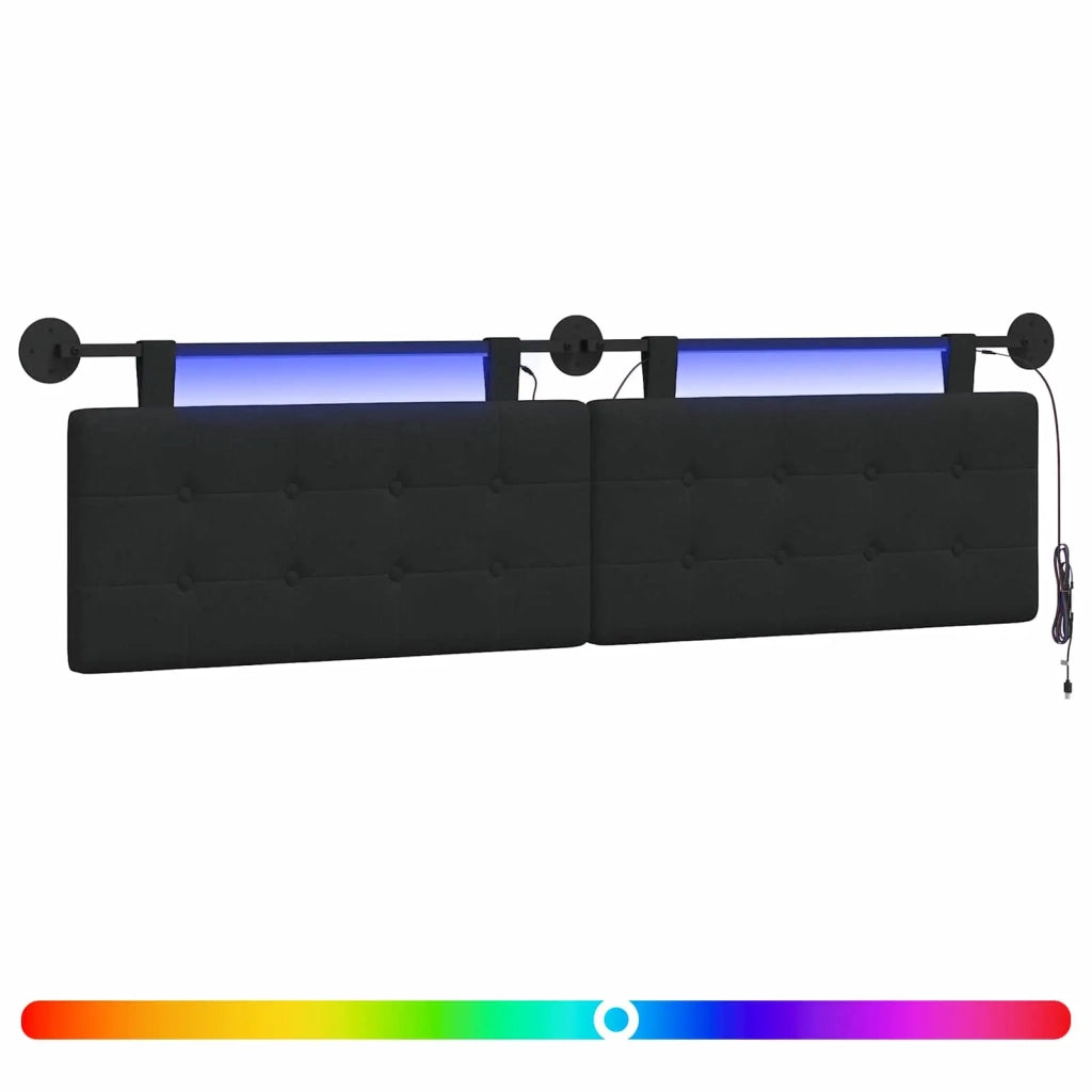Testiera sospesa Con luce LED Nero Tessuto 3424452