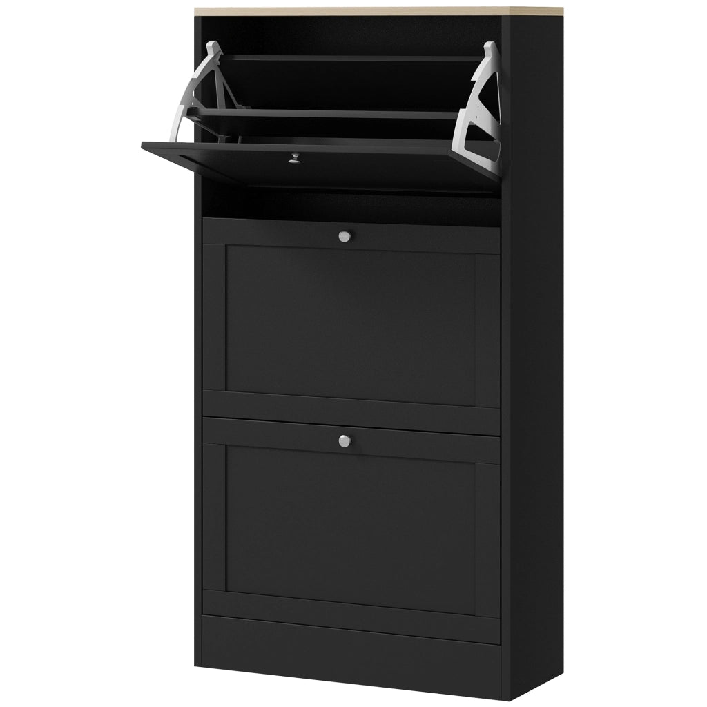Scarpiera con Cassetti e Ripiani ¨C Minimal ¨C Nero 60x23,5x115 cm