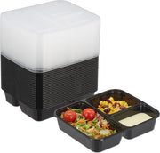 Set di 24 contenitori per meal prep riutilizzabili con 3 compartimenti - Inerti e microonde resistenti