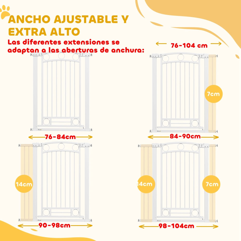 Barriera per Cani con Porta Regolabile ¨C Minimal ¨C Bianco 76-104 cm