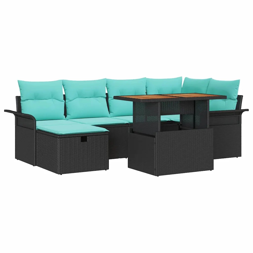 Set Divano da Giardino 7 pcs Nero polyrattan 3361249