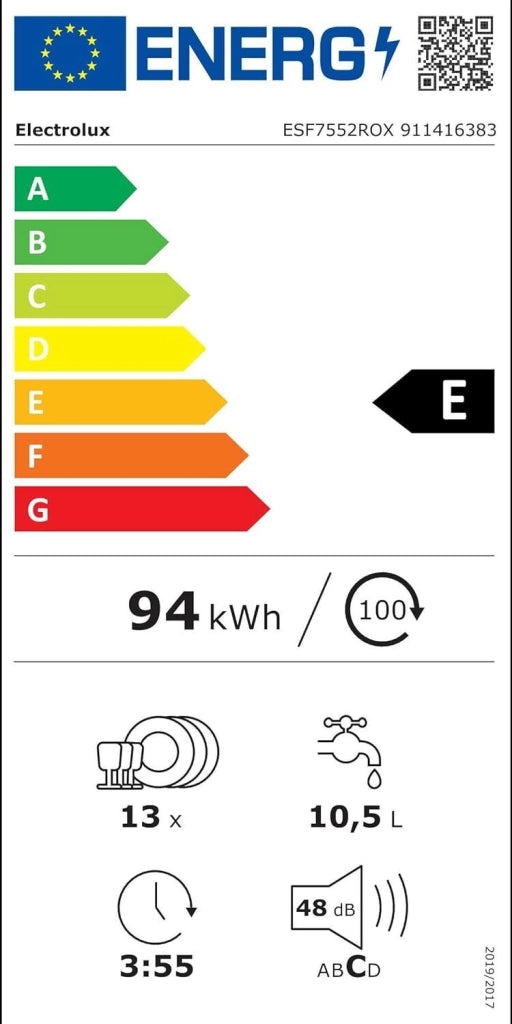 Electrolux ESF 7552 ROX Libera installazione 13 coperti E